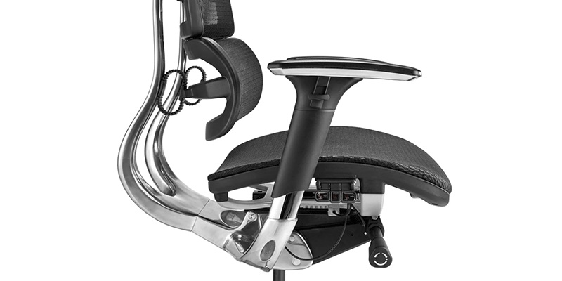 Side view of the UPLIFT Desk Intuition ergonomic office chair, highlighting its adjustable features.
