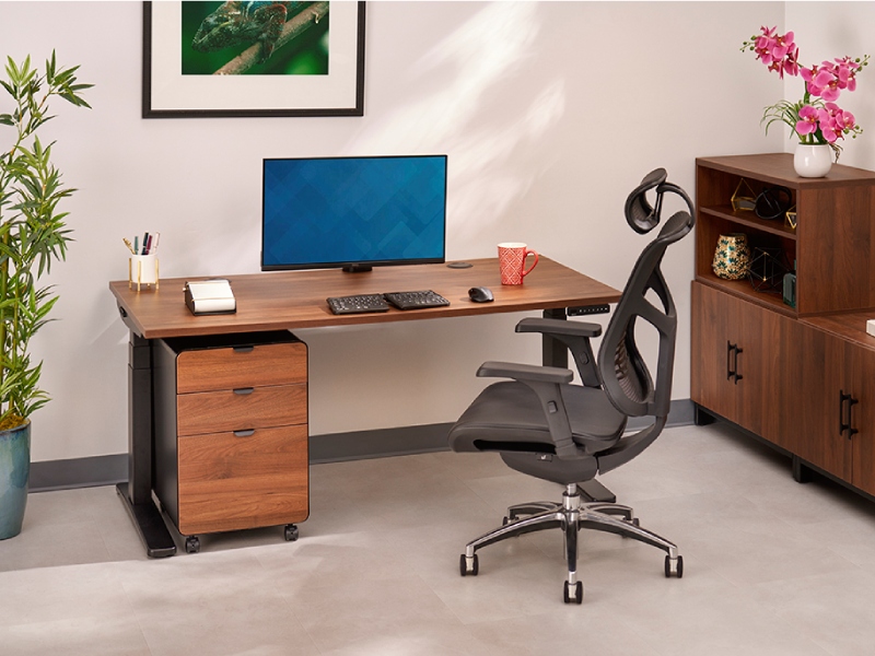 UPLIFT standing desk in standing position for improved focus and energy